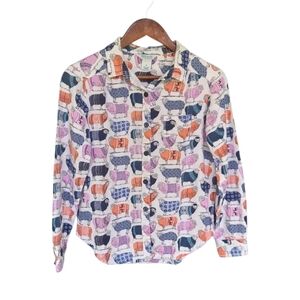 Colorful Sheep Print Portuguese Flannel Pajama Set Leisure